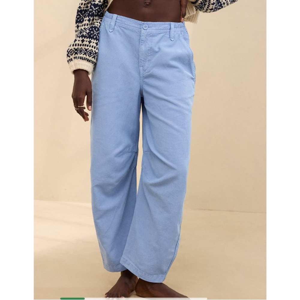 aerie Wide Leg Pants in Light Blue